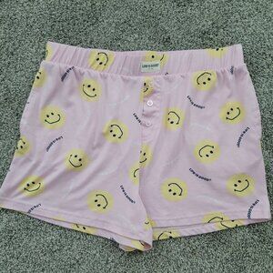 Life is Good Pink Smiley Face Sleep Shorts Medium